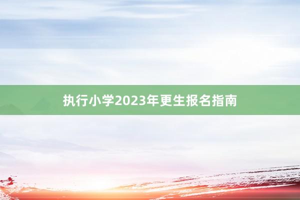 执行小学2023年更生报名指南