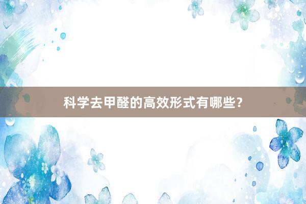 科学去甲醛的高效形式有哪些？